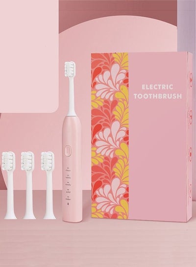 Buy Sonic Electric Toothbrush Rechargeable Ideal for Adults Children, 5 Optional Modes IPX7 USB Fast Charging Electric Ultrasonic Toothbrush with 2 min Build in Timer & 3 Replacement Brush Heads（Pink） in Saudi Arabia