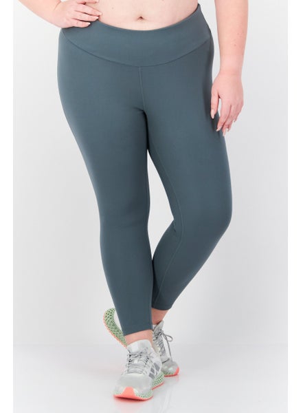 اشتري Women Plus Size Brand Logo Training Leggings, Sardine Grey في الامارات