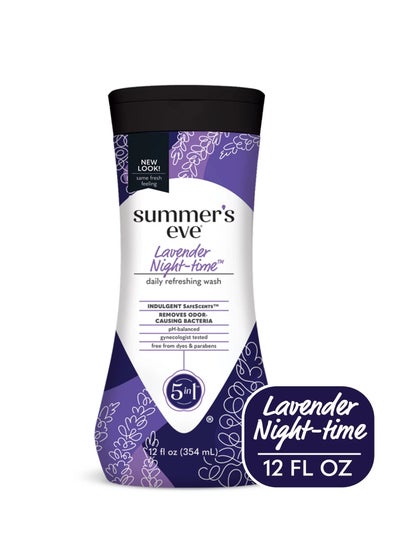 Buy Summer's Eve Lavender Night-time Feminine Wash, Removes Odor, pH Balanced, 12 fl oz in Saudi Arabia