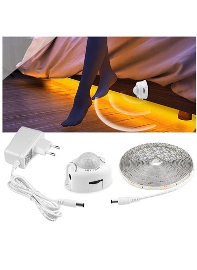 اشتري LED Under Cabinet Lighting Motion Sensor 98Ft Bed Stairs Wardrobe Lamp Tape Waterproof DC 12V Motion Activated LED Waterproof Closet Night Strip Light Warm White 3M في السعودية