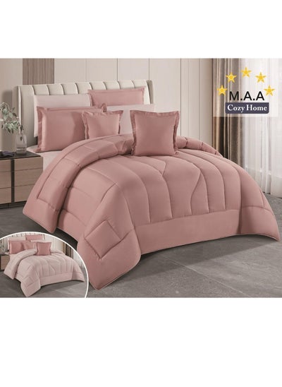 Buy Elegant Comfort King/California Two Sided King Size Luxury 8-Piece Set Dimensions:  1pc- Quilt size 250x230 cm, 1pc- Rubber sheet 200x200cm, 2pc- Pillowcase 80x50 cm,  2pc- Pillowcase 75x50 cm, 2pc- Square pillowcase 50x50 cm - Fits for both King Size and CaliforniaKingSizeBeds in Saudi Arabia