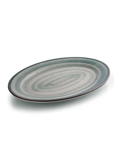 Buy Color Glaze Porcelain Oval Plate 30 cm,Green in UAE