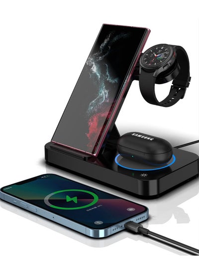 Buy Wireless Charger for Samsung 3 in 1 Wireless Charging Foldable Collapsible Station for Samsung Galaxy S23 Ultra S22 S21 Z Flip 4 Z Fold 4 Samsung Watch Charger for Galaxy Watch 5 Pro 4 3 Galaxy Buds 2 in UAE