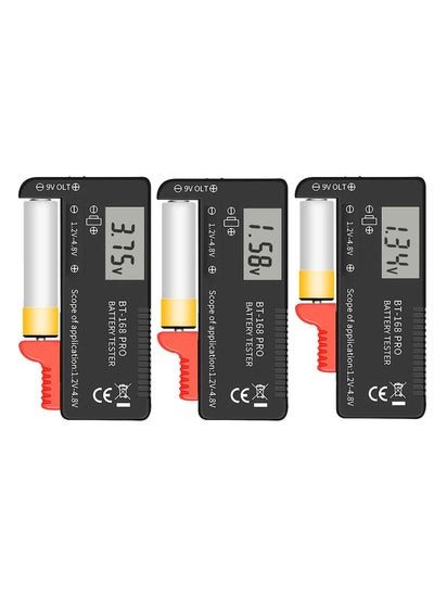 Buy Battery Tester, 168PRO Digital LCD Battery Tester, 3 PCS Digital Battery Capacity Tester, for AA AAA C D 1.5V 3.7V 1.2~4.8V 9V Button Cell Batteries in UAE