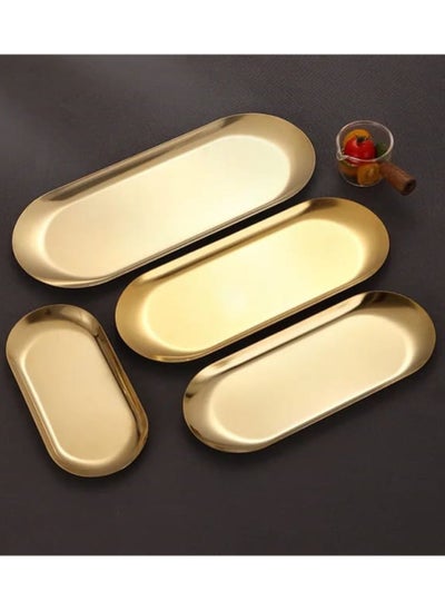 اشتري 4 Golden Rectangular Serving Tray Different Sizes في مصر