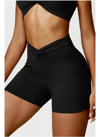 اشتري KAWN YOGA Womens High Waist Contour Seamless Workout Sport Yoga Shorts Tummy Control With Pockets في الامارات