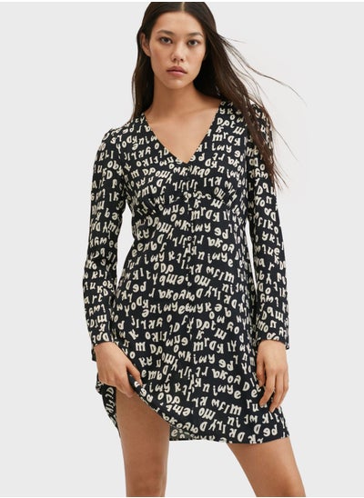 Buy Floral Print Wrap Dress in Saudi Arabia