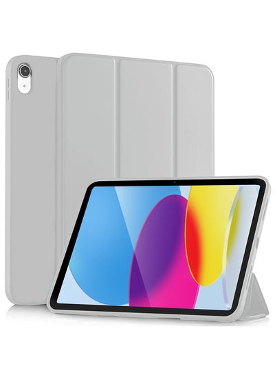 اشتري iPad 10th Generation 10.9inch 2022 Case Cover Slim Protective Cover PC Frosted Back Shell Smart Stand Tablet Case Auto Wake/Sleep- Grey في الامارات