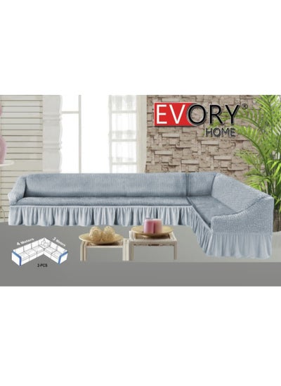 Buy Sofa Cover 2-Pieces 4m and 3m Super Stretchable Anti-Wrinkle Slip Flexible Resistant in Saudi Arabia