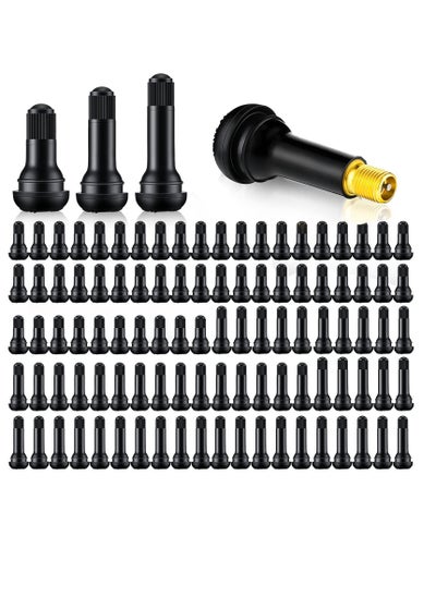 Buy 100 Pieces Tire Valve Stems Rubber Black Rubber Snap-in Valve Stems Standard Length Replacement Tire Valve Stems for Car Tubeless Rim Holes Replacement (0.7 x 1.7, 0.7 x 1.4, 0.7 x 2 Inches) in UAE