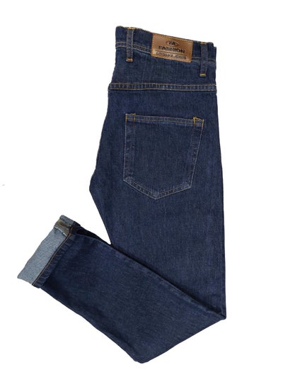 Buy Regular fit jeans for men dark navy blue without Lycra in Egypt