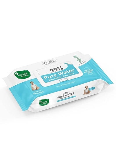 Buy Mother Sparsh 99% Pure Water Baby Wipes (40 Unscented Wipes) Travel Friendly Pack made with Plant Based Fabric in UAE