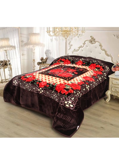 Buy 2 Ply embossed super soft printed raschel blanket warm and comfortable to sleep 14 lbs in UAE