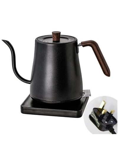 Buy 800ml Gooseneck Electric Kettle, Temperature Control Pot with Wooden Handle and Stainless Steel Inner Lid, Rapid Boil Hand Drip Teapot for Coffee Tea in Saudi Arabia