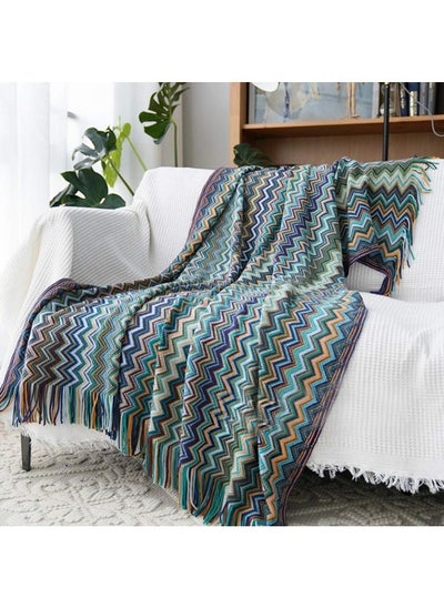 Buy Boho Throw Blanket, Home Decor Stripe Woven Blanket with Tassels, Super Soft Cozy Lightweight Warm for Chair Bed Couch Decorative, Knit Throw Blankets 127x180cm in Saudi Arabia