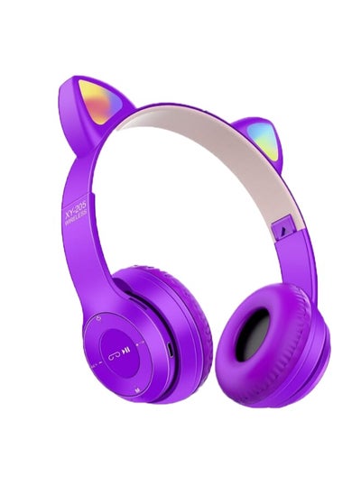 Buy XY-205 High Quality Wireless Headset Cat Ear With Key Regulatory - Purple in Egypt