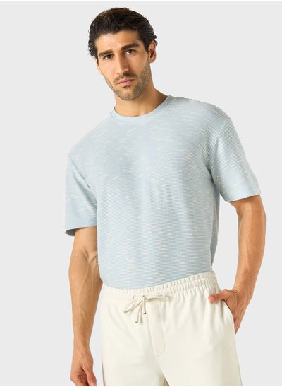 اشتري Textured Crew Neck T-Shirt في الامارات