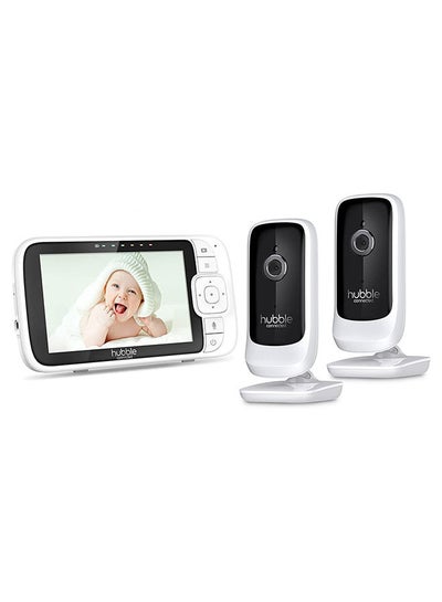 Buy Nursery View Premium Twin Cameras Video Baby Monitor With 5 Inch Screen, Infrared Night Vision, Split Screen, Digital Zoom and Room Temperature Sensor in Saudi Arabia