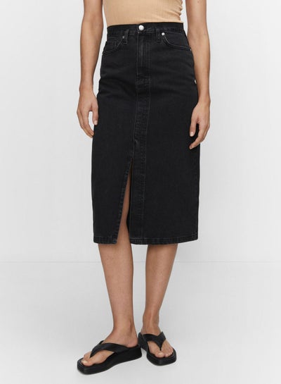Buy Front Slit Denim Skirt in UAE