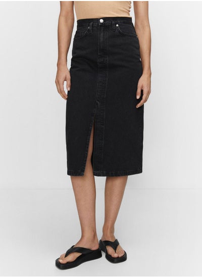 اشتري Front Slit Denim Skirt في الامارات