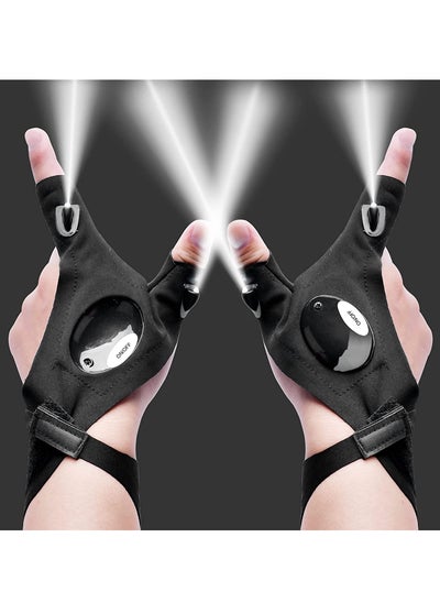 اشتري LED Flashlight Gloves Gifts for Men, Handsfree Lights for Fishing Camping Hiking Repairing, Cool Unique Tool Gadget for Mechanic Car Guy  Electrician, Dad, Husband, Handyman, Car Repair, 1 Pair Black في الامارات