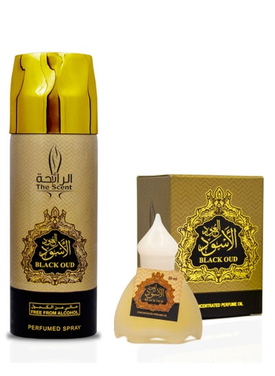 Buy The Scent Black Oud 200ml Perfumed Body Spray and 20ml Roll on Set in UAE