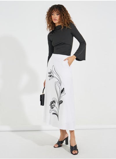 Buy Floral Placement Print A-Line Maxi Skirt in Saudi Arabia