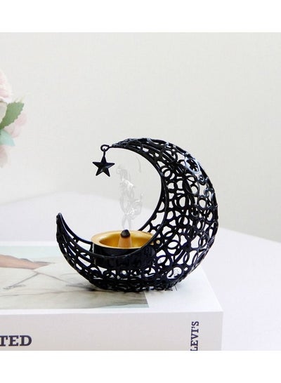 اشتري Creative Eid Mubarak Moon Shaped Candle Holder Ramadan Candlestick Home Wedding Table Decoration في السعودية