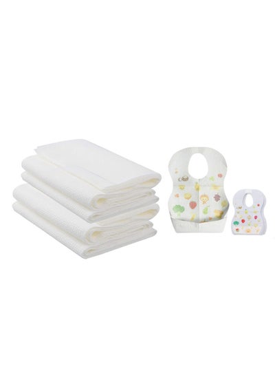 اشتري Combo Pack Disposable Bibs Pack Of 10 With Disposable Towel Pack Of 6 Fruits في الامارات