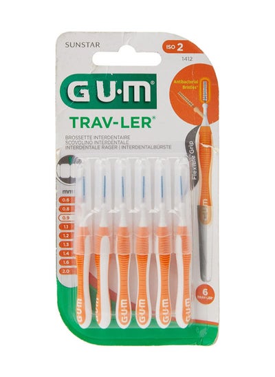 Buy Travler Plaque Removal  Interdental Brush Orange Ergonomic Comfort Flexible Handle  Removes Upto 25% More Plaque  Wire is Coated  Anti Bacterial Protection Bristles  Use Gently  6 Pcs in UAE