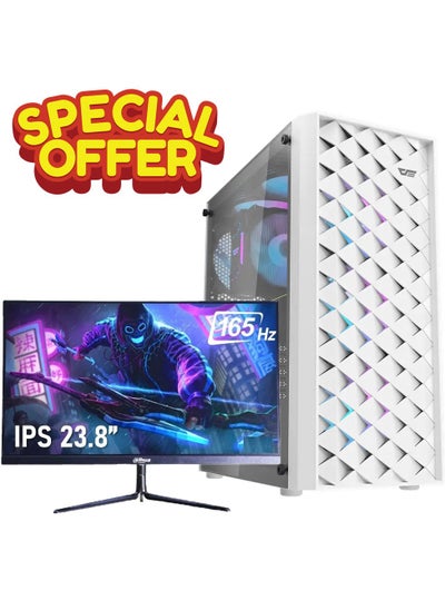 اشتري Gaming PC Core i5-12400F Processor,Motherboard-   H610M H DDR4 16GB RAM/1TB SSD/8GB Nvidia GeForce RTX 4060 Ti Graphics Card/Windows 11 Pro + 24" Fast IPS Gaming Monitor White في السعودية