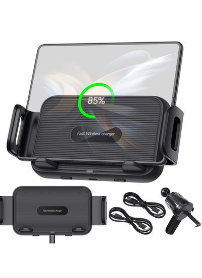 اشتري 15W Qi Wireless Car Charger Mount Holder for Samsung Galaxy Z Fold 4, Auto Clamping Fast Charge 4/Fold 3/Fold 2, Flip 4/Flip 3 5G,for iPhone 14 13 Pro Max في السعودية