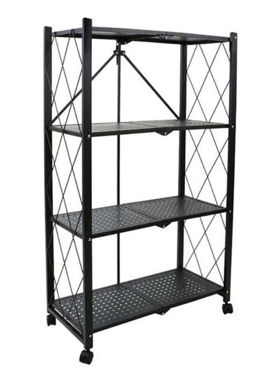 Buy 4-Tier Foldable Storage Rack Black 126x71x35cm in UAE