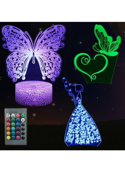 Buy Butterfly Girl Heart Night Light for Bedroom, 3D Illusion Lamp, 3 Patterns 16 Colors Changing Dimmable Room Decor, Smart Touch & Remote Control, Birthday Gift for Toddler Kid Teen Women in Egypt