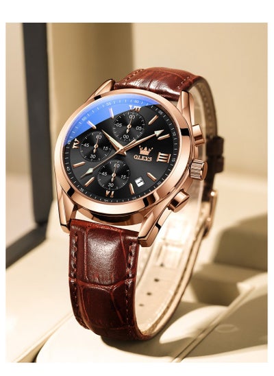 اشتري Watches for Men Quartz Leather Water Resistant Watch Brown 40mm 2872 في السعودية