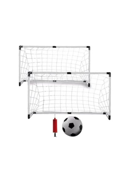 Buy Set Of 2 Kids Soccer Mini Goals With Ball And Pump 61x92x48centimeter in Saudi Arabia