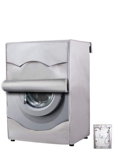 اشتري Washer Cover Dryer, Washine Machine Waterproof and dustproof thickening Front Loading, Silver Coating Oxford Cloth Roller Washing Sun resistant Dust في السعودية