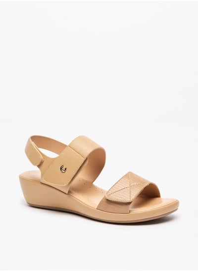 Buy Women Textured Slip-On Sandals with Hook and Loop Closure in Saudi Arabia