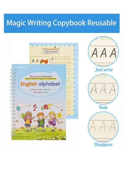 Buy (4 Practice Books With Pen)Magic Ink Copybooks For Kids Reusable Handwriting Workbooks For Preschools Grooves Template Design And Handwriting Practice Book For Kids in UAE