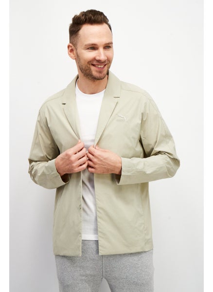 اشتري Men Athletic Fit Embroidered Logo Semi-Formal Jacket, Olive في الامارات