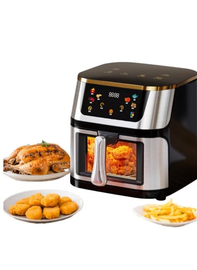 Buy "ELTRAZONE 8-Liter Air Fryer Oven – Oil-Free Deep Fryer with Stylish Silver Crest Design and Stainless Steel Interior" in UAE