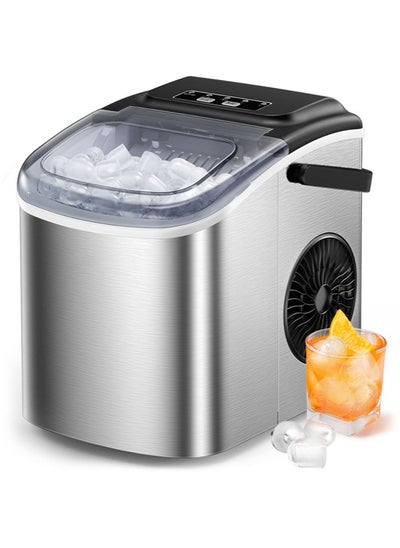 Buy Countertop Ice Maker Machine, 9 Cubes Ready in 6 Mins, 26lbs in 24Hrs, Auto-Cleaning Portable Ice Maker with Basket and Scoop for Home/Kitchen/Camping in Saudi Arabia