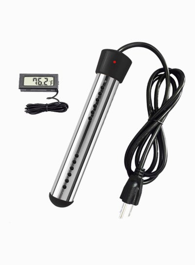 Buy Immersion Water Heater, Electric Portable Bucket Heater with Stainless-steel Cover Submersible Water Heater with Digital Thermometer for Pool Bathtub, Basin, Fully Immersed While Using in Saudi Arabia