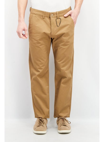 Buy Men Straight Fit Solid Chino Pants, Brown in Saudi Arabia