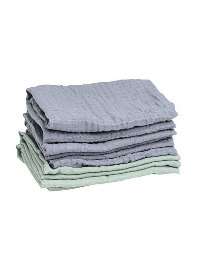 Buy Organic Muslin Towel, Grey Seal/Willow Green 6 - Pack in UAE