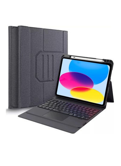 Buy iPad 10th Generation 2022 10.9 Inch Keyboard with Touchpad for or iPad 10th Gen A2696/A2757/A2777 Detachable Wireless Keyboard Case with Pencil Holder in UAE