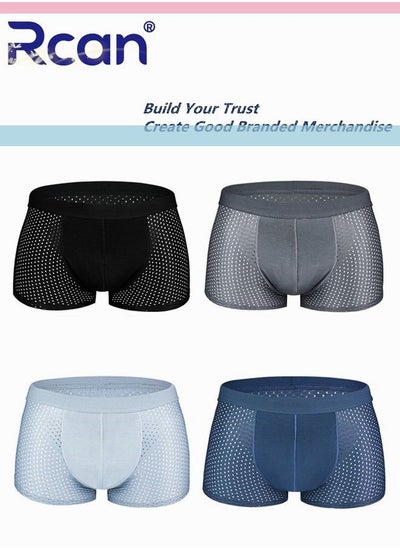 Buy Rcan Men's 4 Pack Soft Breathable Boxer Brief Underwear for Men, Summer Boy's Non-fading Underwear Set Size XL in Saudi Arabia