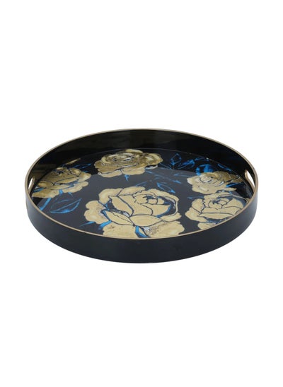 Buy Round Black Acrylic Rose Serving Tray in Saudi Arabia