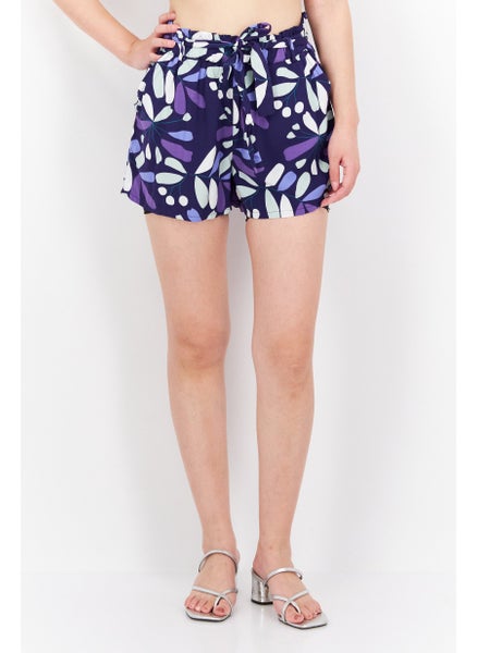 Buy Women Floral Print Basic Short, Purple Combo in UAE