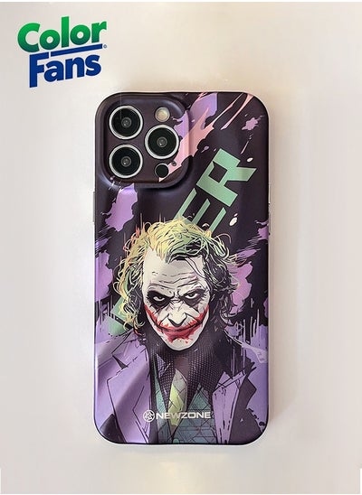 Buy Apple iPhone 14 Pro Max Case with Three-Dimensional Wavy Pattern - Heath Ledger Phone Case in Purple and Green in UAE